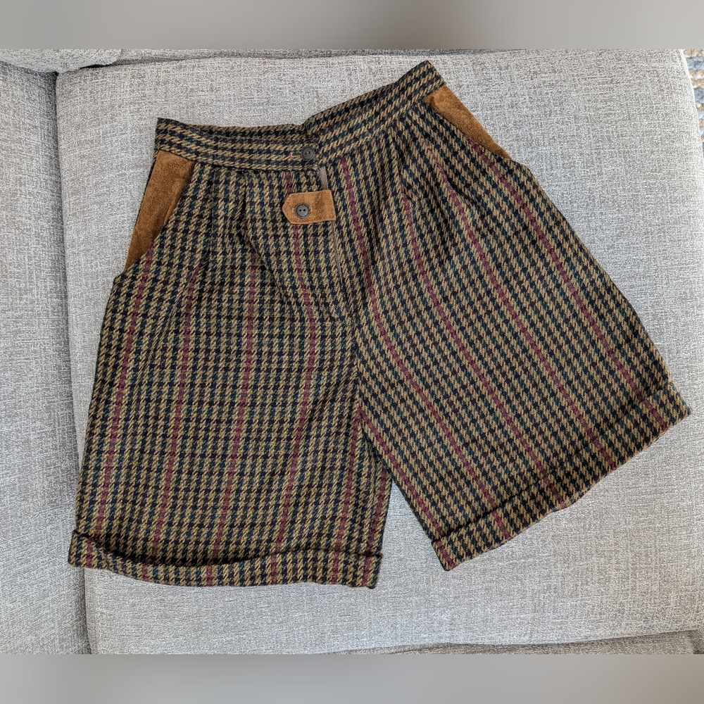 Vintage wool houndstooth shorts